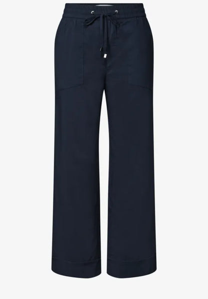 Street One lightweight straight leg trousers 28" leg navy  381400 1