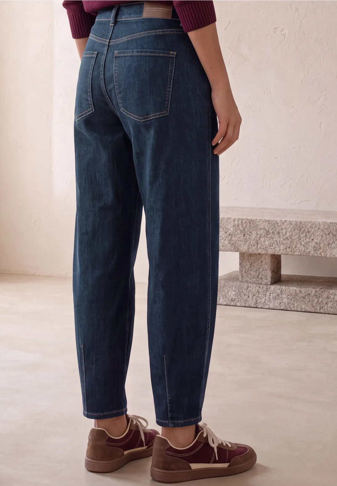 Street One High waist barrel leg jeans in dark denim 28" leg 381487