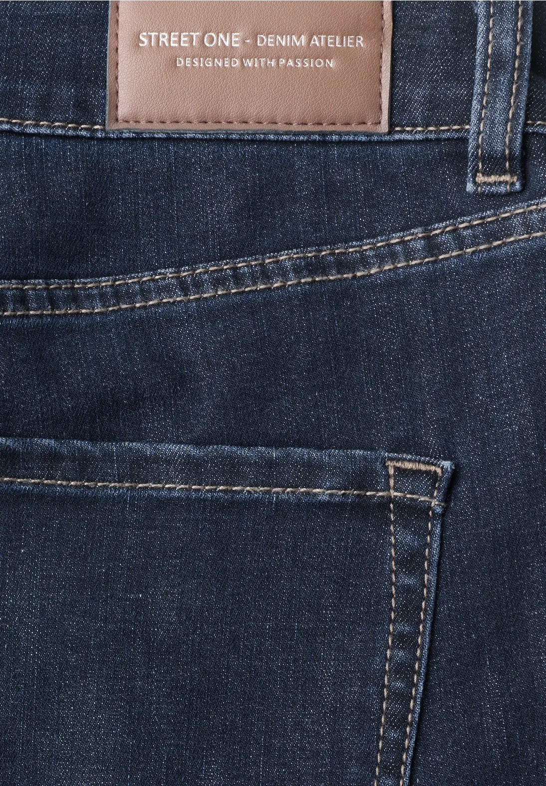 Street One High waist barrel leg jeans in dark denim 28" leg 381487