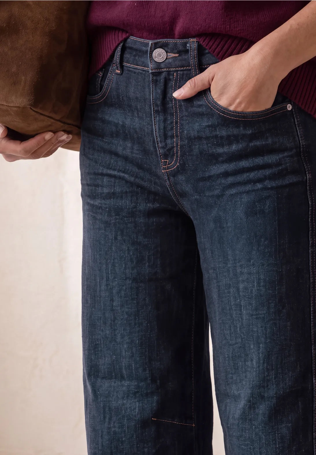 Street One High waist barrel leg jeans in dark denim 28" leg 381487