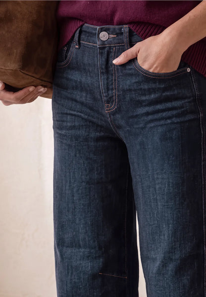 Street One High waist barrel leg jeans in dark denim 28" leg 381487