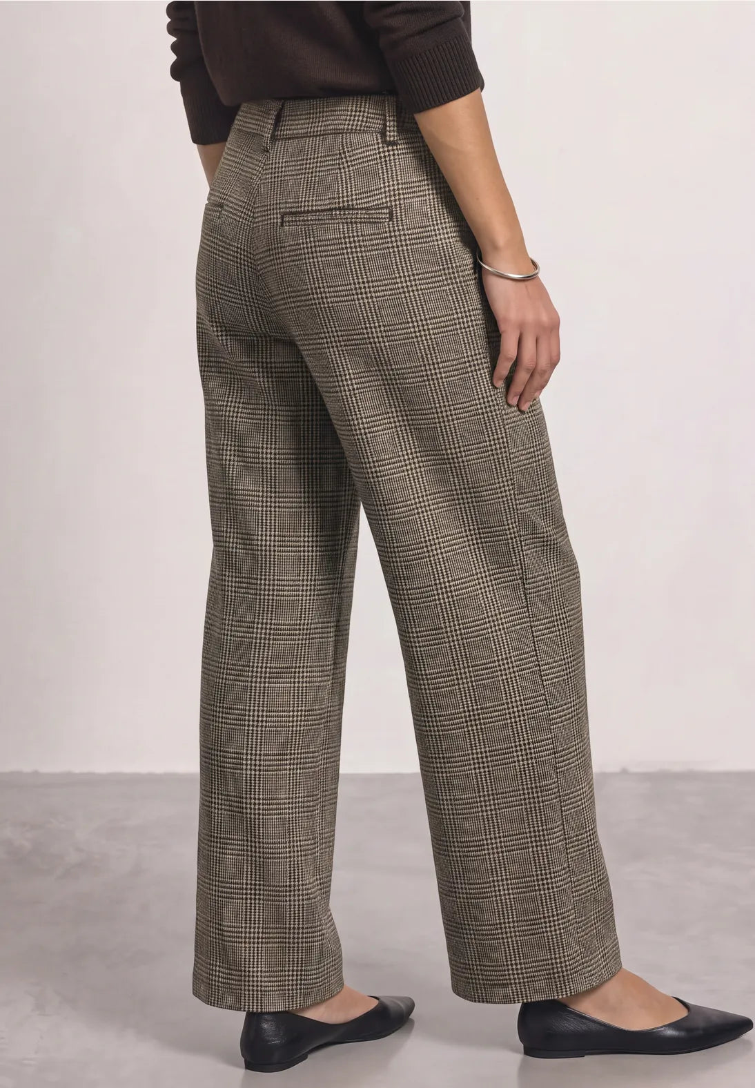 Street One Straight leg trousers 30" length with a check pattern and buttons 381594