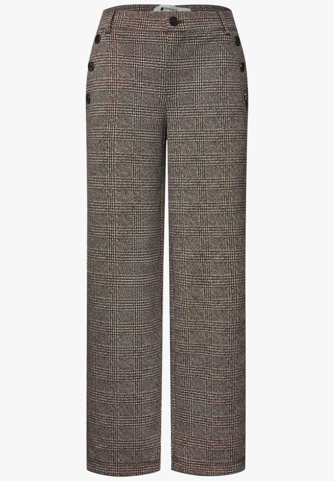Street One Straight leg trousers 30" length with a check pattern and buttons 381594