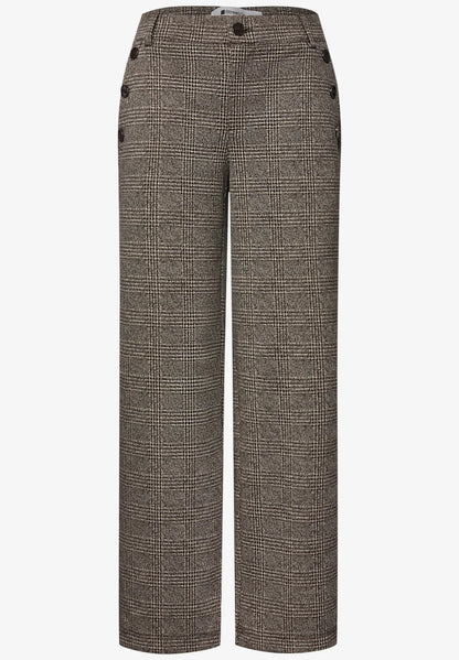 Street One Straight leg trousers 30" length with a check pattern and buttons 381594