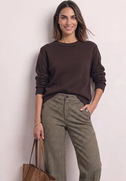 Street One Straight leg trousers 30" length with a check pattern and buttons 381594