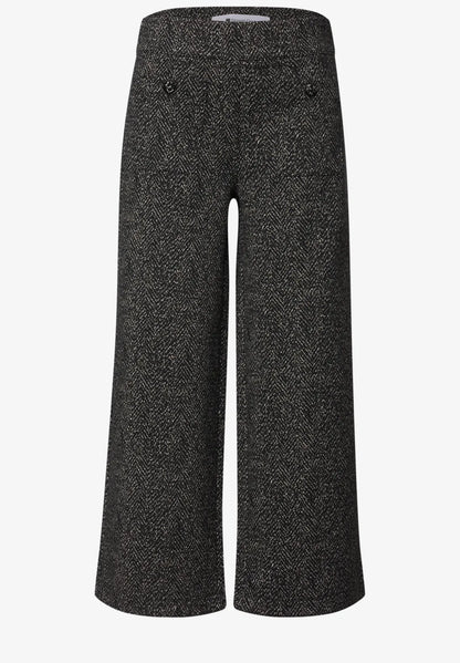 Street One High-Waisted Herringbone Wide-Leg Trousers – 26" Leg
