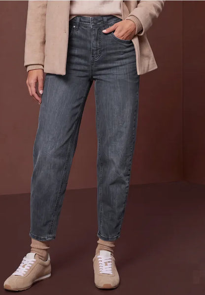 Street One High waist barrel leg jeans in steel grey 28" Leg