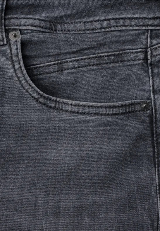 Street One High waist barrel leg jeans in steel grey 28" Leg