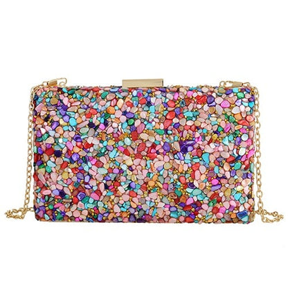 Multi Coloured stone embellished Clutch bag