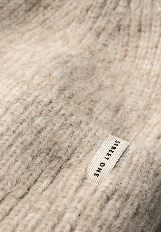 Street One Ribbed Beanie hat in Beige Melange 572843 Sand