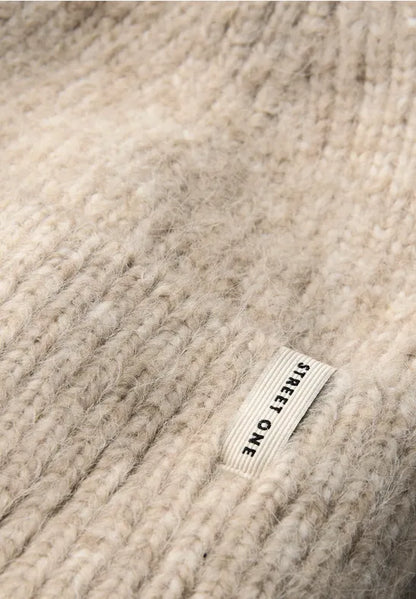 Street One Ribbed Beanie hat in Beige Melange 572843 Sand