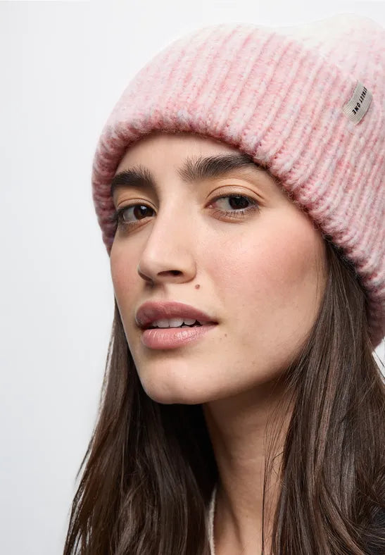 Street One Ribbed Beanie hat in Pink Melange