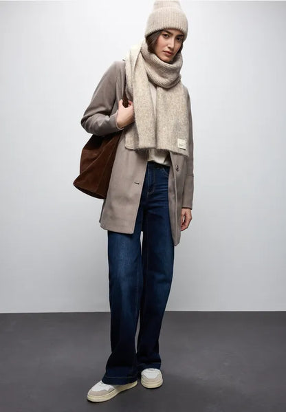Street One Ribbed Beanie hat in Beige Melange 572843 Sand