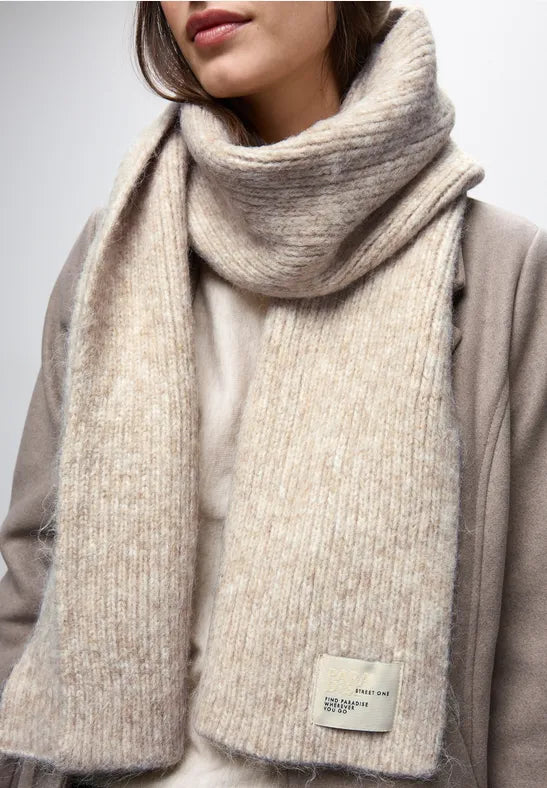 Street One Long Ribbed scarf in Beige Melange  572848 Sand