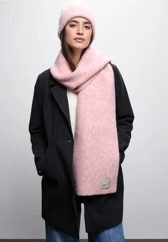 Street One long ribbed scarf in Pink melange 572848 Pink