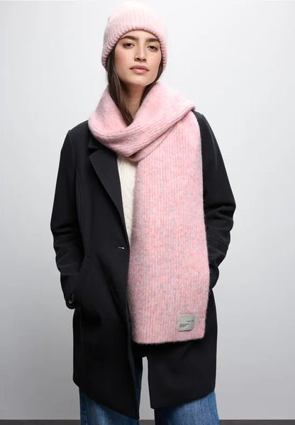 Street One long ribbed scarf in Pink melange 572848 Pink