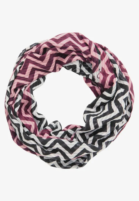Street One Black and Burgundy Print Loop Scarf 572989
