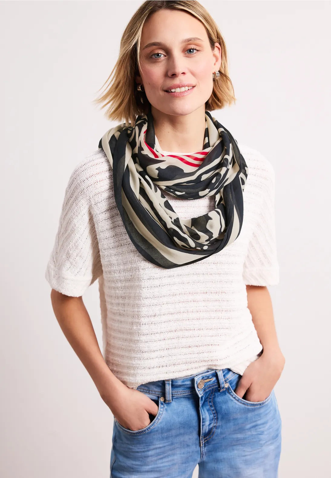 Street One Loop scarf in Navy Red and white mix 579089