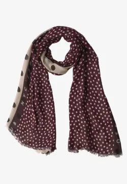 Street One Long Polka Dot mixed print scarf in Rustic Rouge 573244