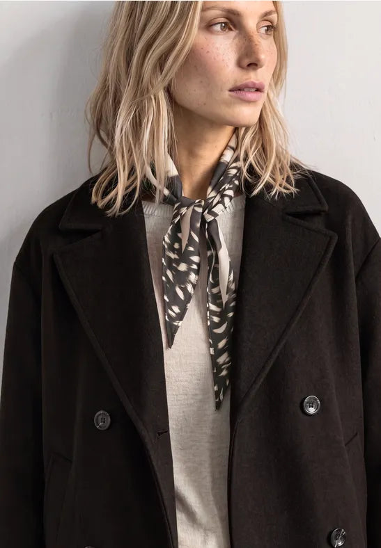 Street One small triangle scarf in Cream Brown and black Print 573301