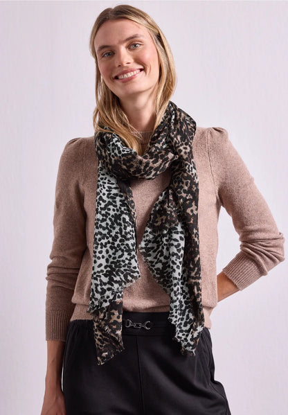 Street One long Scarf in leopard print with argyle pattern 573304