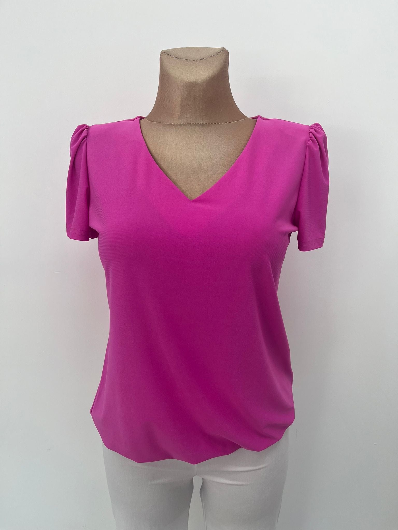 Plain pink V neck top Yew top 31