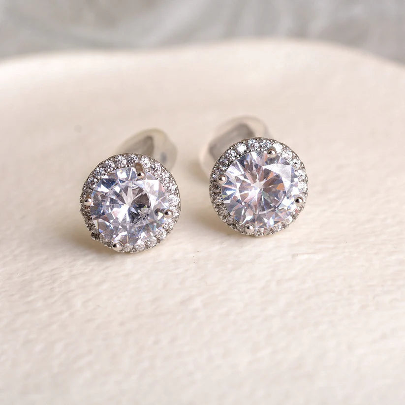 Clip on Halo Earrings in Gold Or Silver boxed