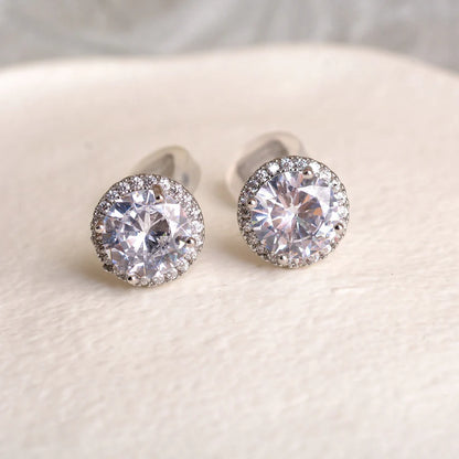 Clip on Halo Earrings in Gold Or Silver boxed