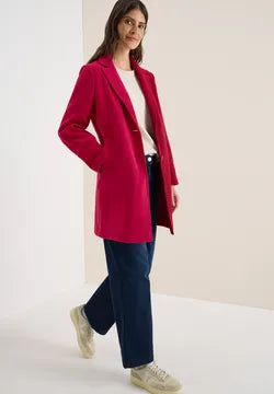 Cecil Wool look Coat with lapel collar in Beaujolais Red  101274