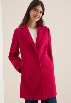 Cecil Wool look Coat with lapel collar in Beaujolais Red  101274