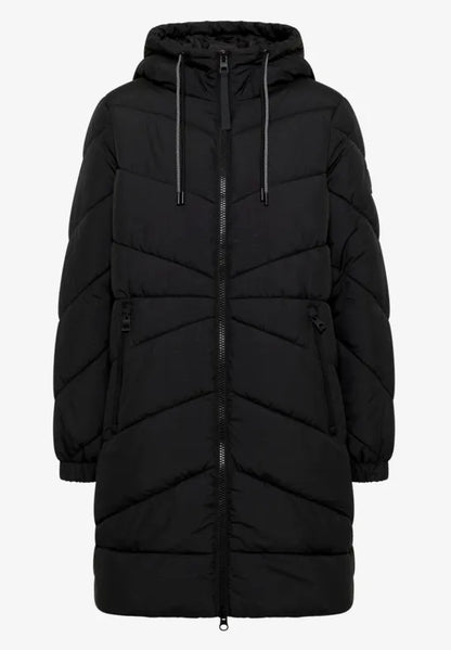 Cecil Black quilted coat with hood with waterproof finish  101273
