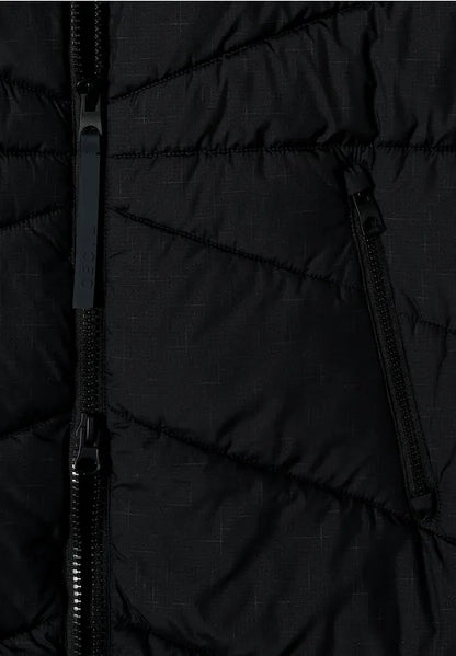 Cecil Black quilted coat with hood with waterproof finish  101273