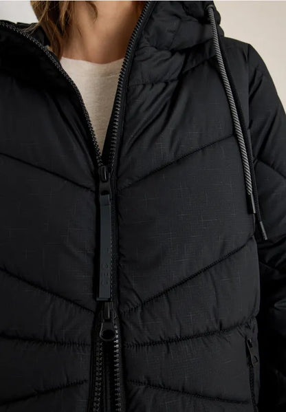 Cecil Black quilted coat with hood with waterproof finish  101273