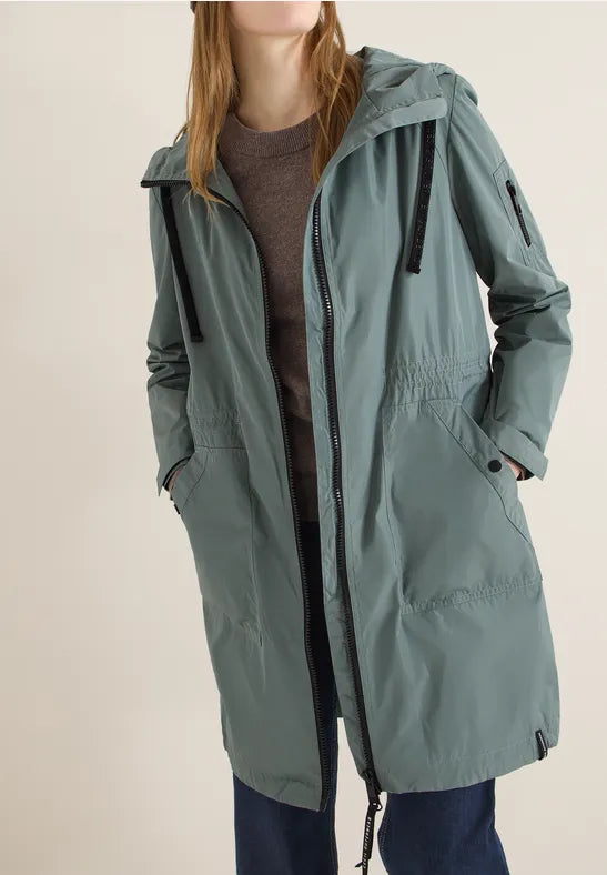 Cecil Spring Raincoat with hood in Kelp Green 101240