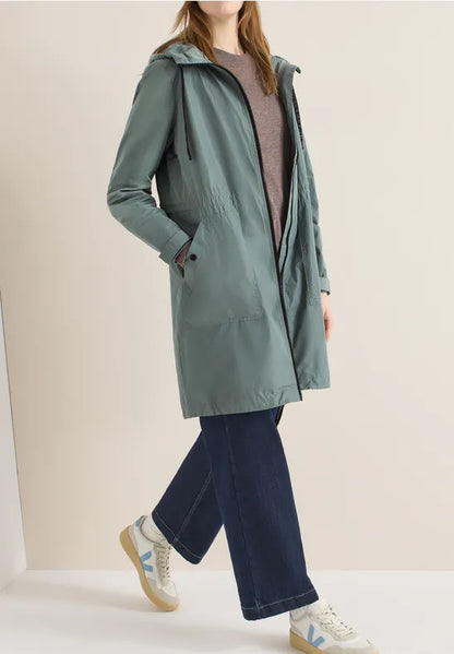 Cecil Spring Raincoat with hood in Kelp Green 101240