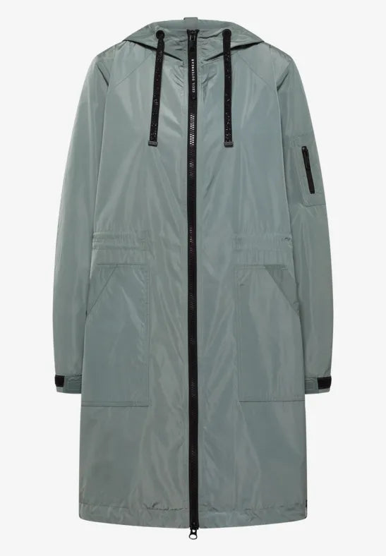 Cecil Spring Raincoat with hood in Kelp Green 101240