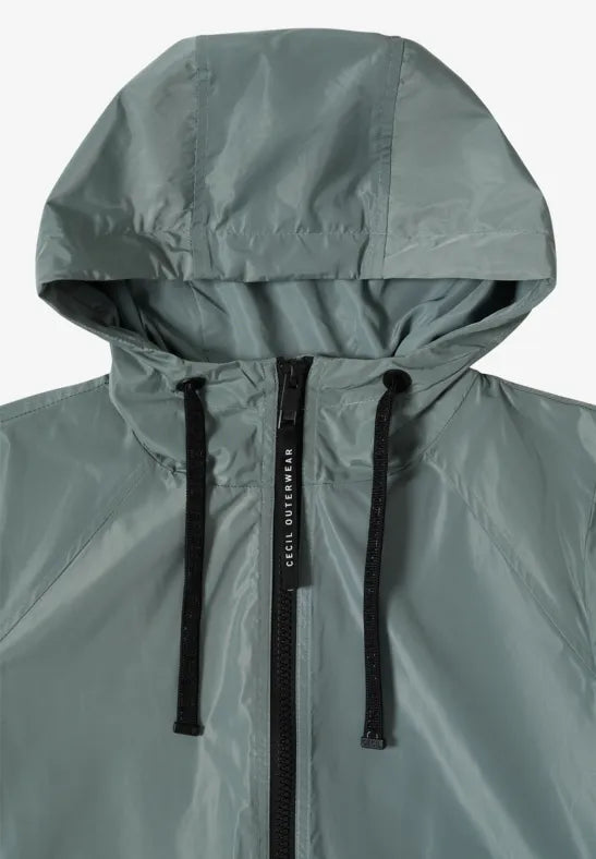Cecil Spring Raincoat with hood in Kelp Green 101240