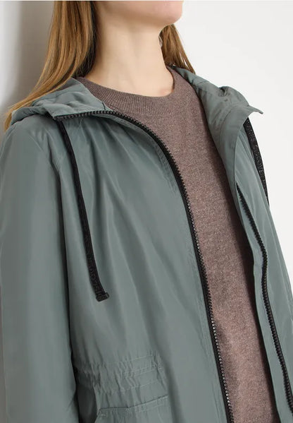Cecil Spring Raincoat with hood in Kelp Green 101240