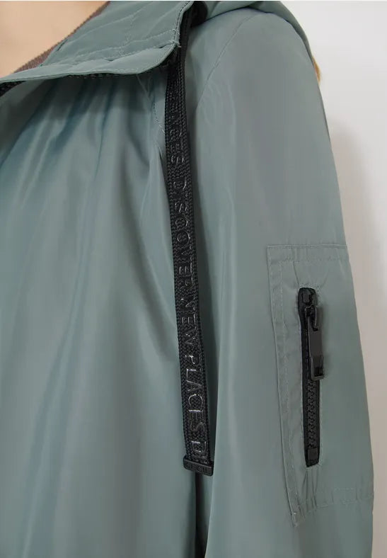 Cecil Spring Raincoat with hood in Kelp Green 101240