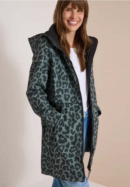 Cecil Softshell Water resistant coat with hood and leopard print 101456