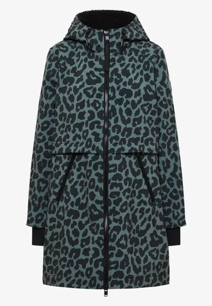 Cecil Softshell Water resistant coat with hood and leopard print 101456