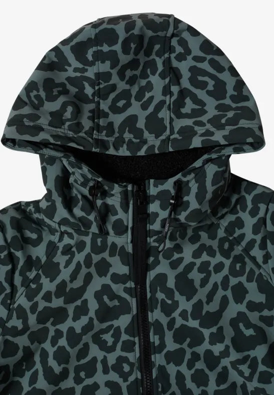 Cecil Softshell Water resistant coat with hood and leopard print 101456
