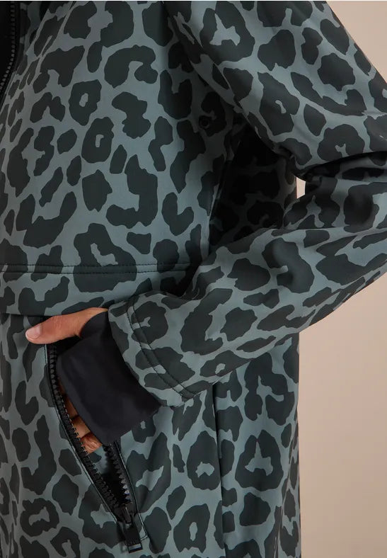 Cecil Softshell Water resistant coat with hood and leopard print 101456