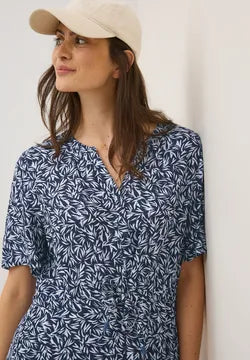 Cecil navy print short dress with drawstring waist 144607