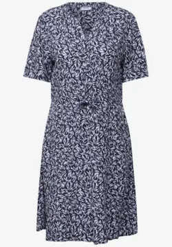 Cecil navy print short dress with drawstring waist 144607