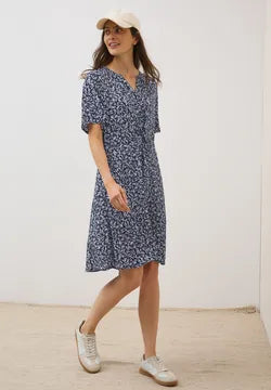Cecil navy print short dress with drawstring waist 144607