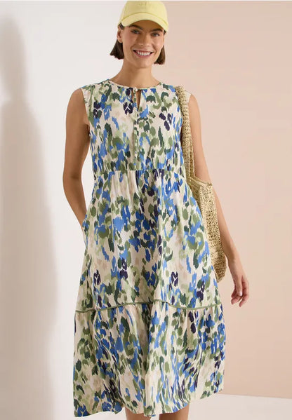 Cecil Sleeveless Midi dress in Matcha green print145009