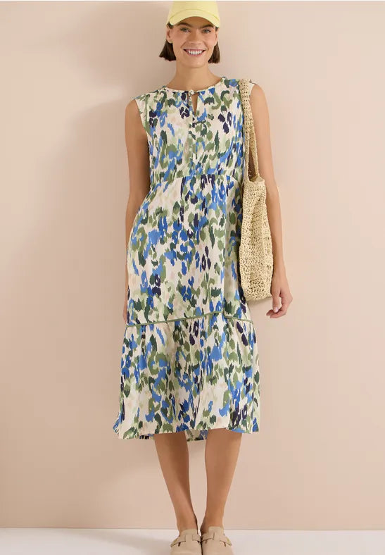 Cecil Sleeveless Midi dress in Matcha green print145009