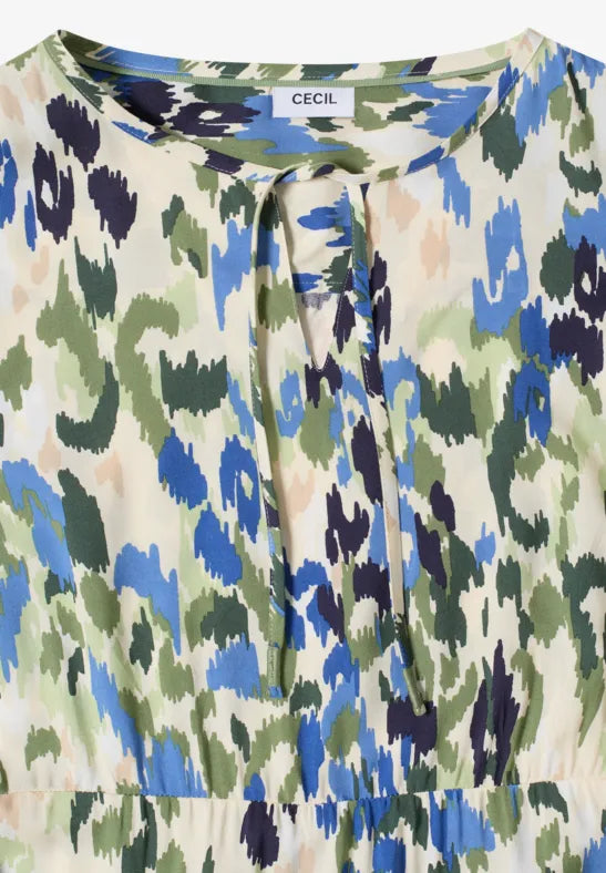 Cecil Sleeveless Midi dress in Matcha green print145009