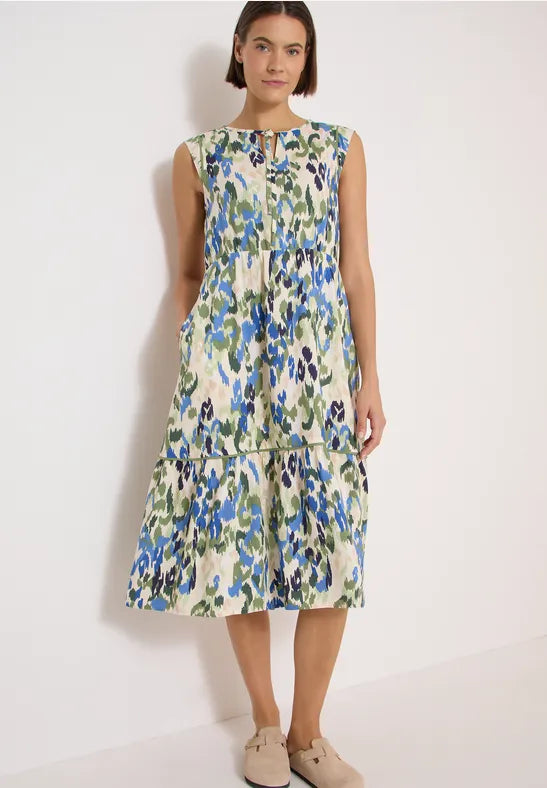 Cecil Sleeveless Midi dress in Matcha green print145009